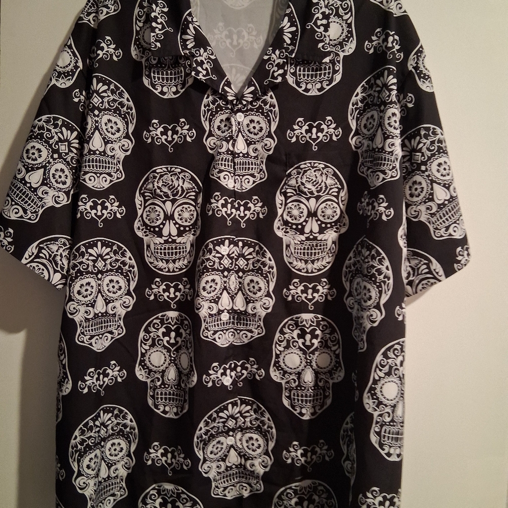 Udarnik Men's Black Skull Print Shirt